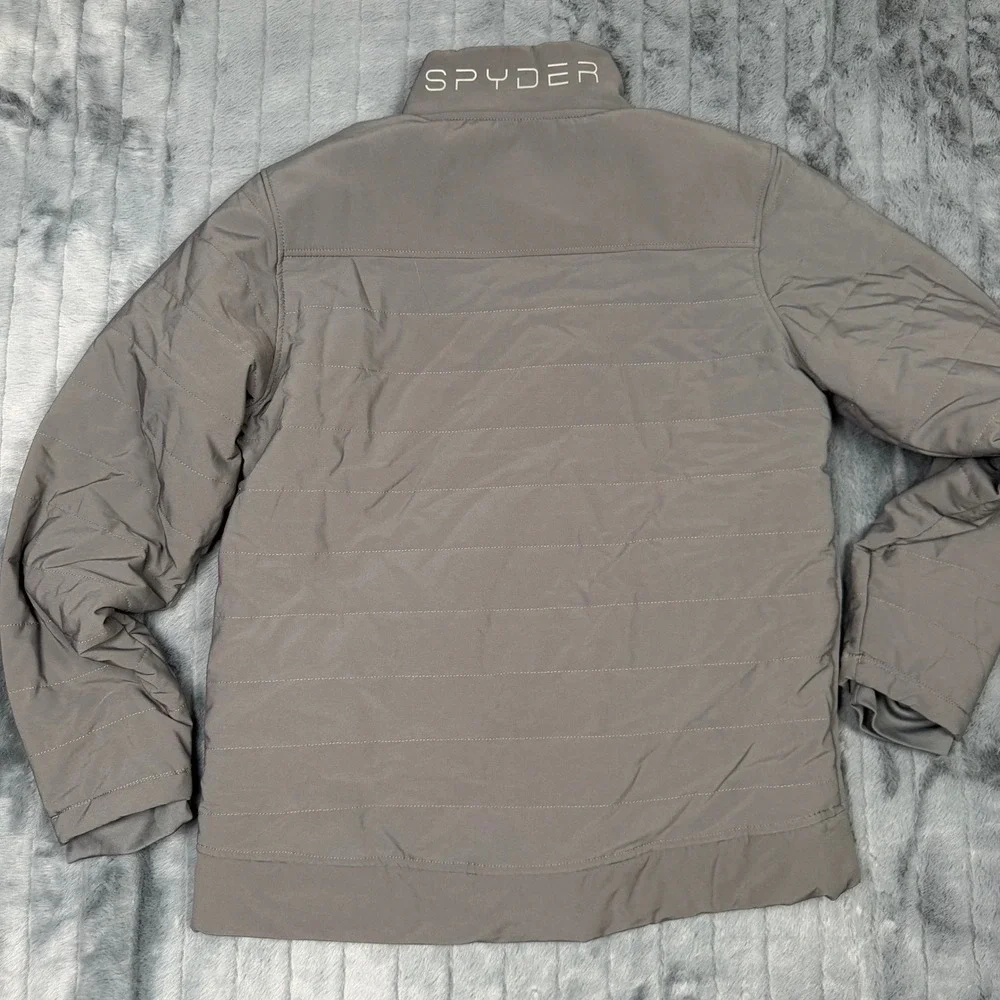 Spyder Mens Gray Powerade Full Zip Quilted Performance Jacket XL